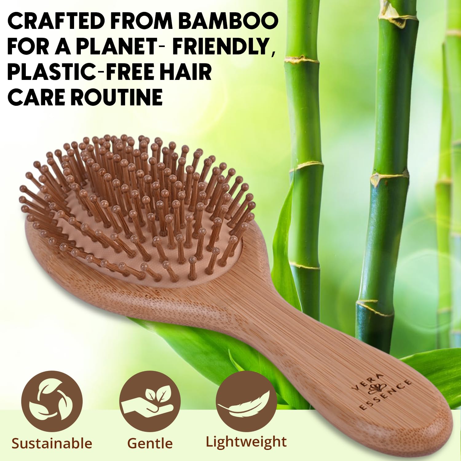 Bamboo paddle hair brush