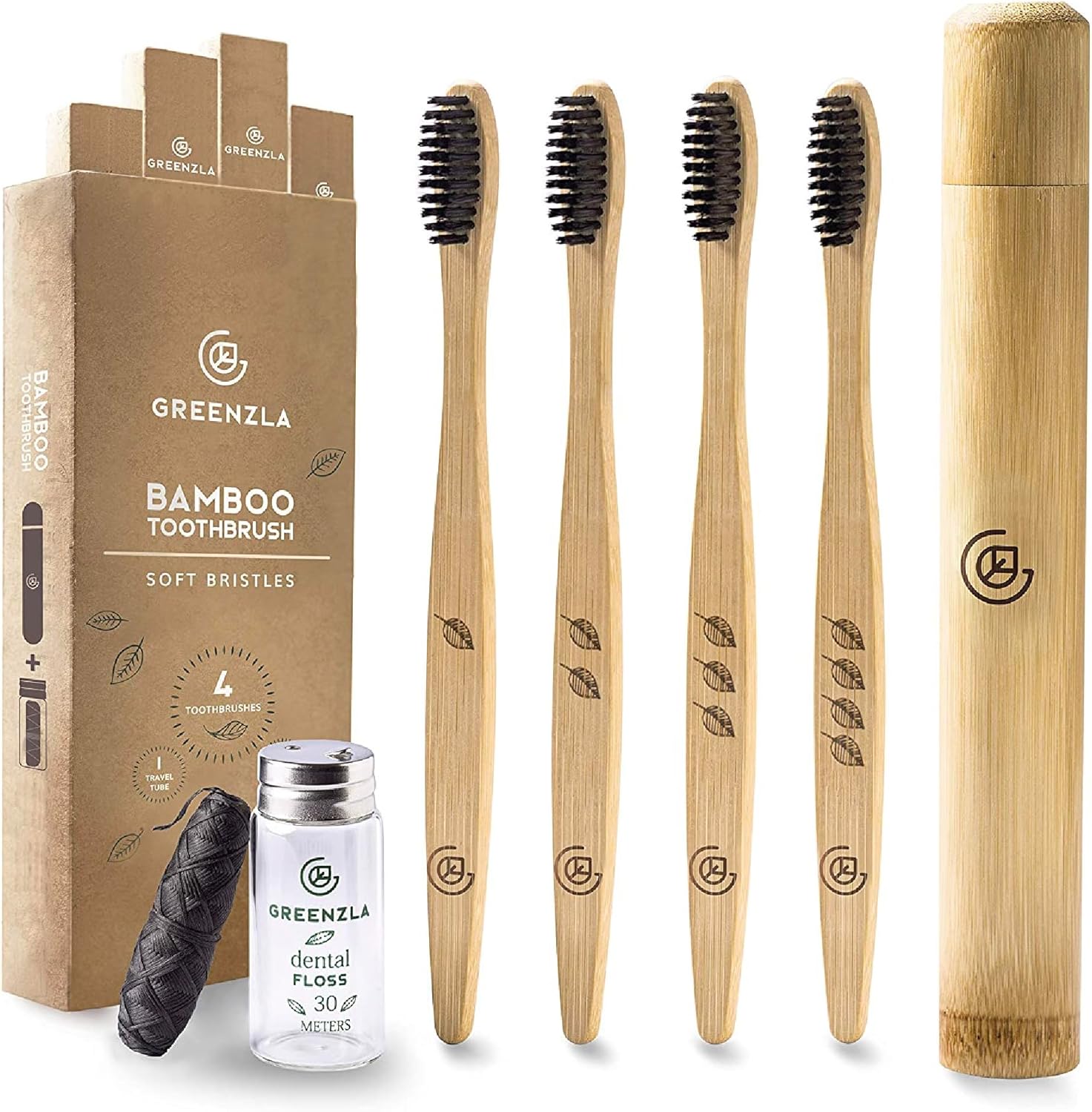 Greenzla bamboo toothbrush travel set