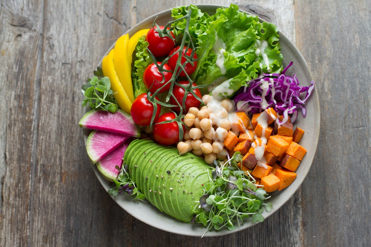 Colorful prepared meal with vegetables in a bowl